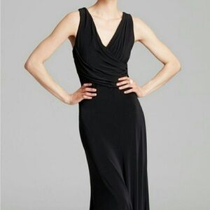 Vera Wang Sleeveless Matte Black Jersey Knit Timeless Classic Maxi Dress Size 4